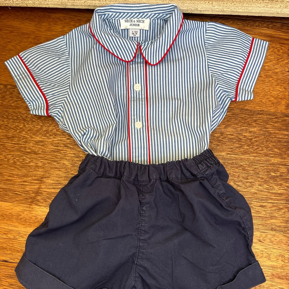 Neck&Neck cotton boys shirt 12 months navy blue United colors Benetton shorts